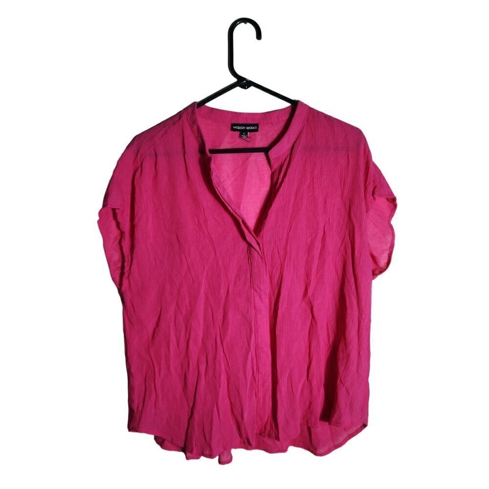 NWOT Modern Works Rayon Blend Blouse Pink Large